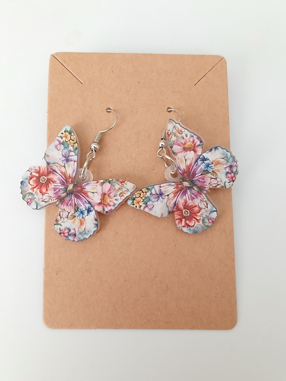 Fashion Jewelry Floral Butterfly Earrings - Pink, Blue, Cream